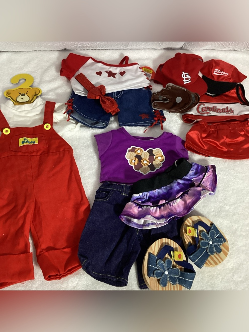 Build A Bear Workshop BAB Clothing Lot of 14: Shorts, Costume, Skirt, Hats, Shoe